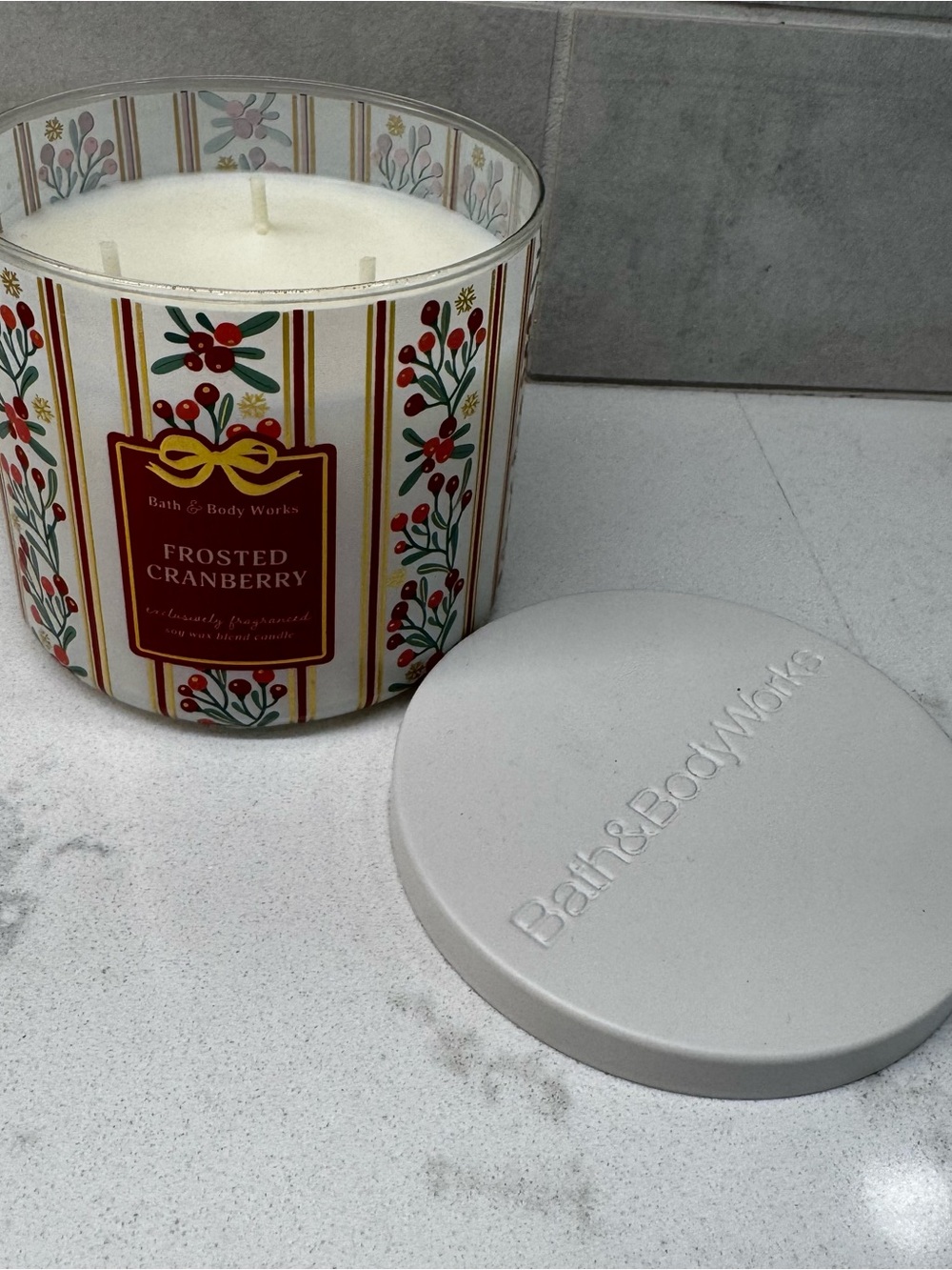 Bath & Body Works Frosted Cranberry 3-Wick Candle - frosted cranberry 14.5 oz